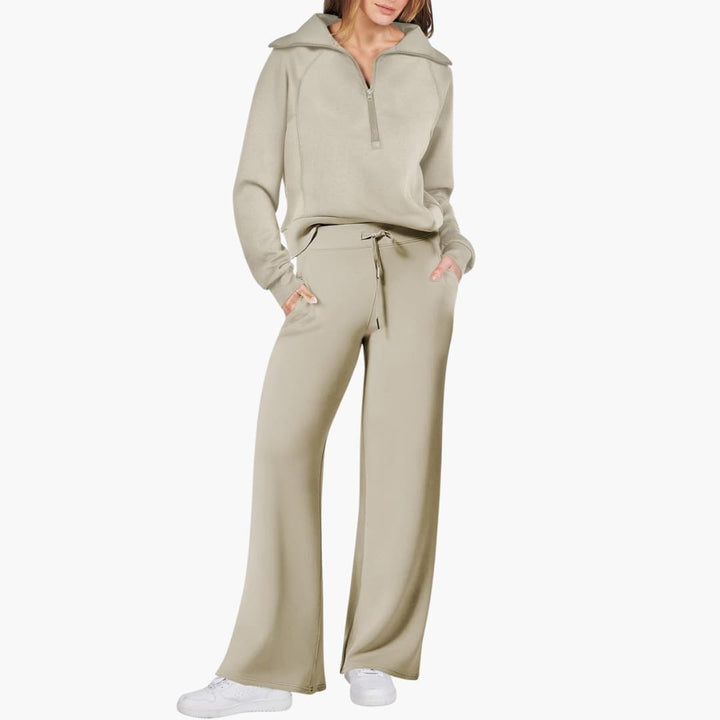 Zerelle | Half-Zip Wide-Leg Women’s Lounge Set