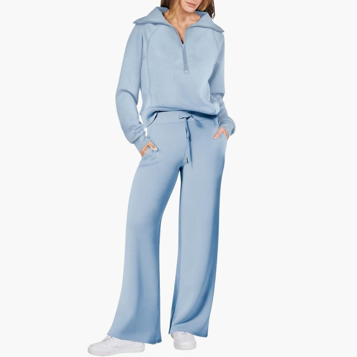 Zerelle | Half-Zip Wide-Leg Women’s Lounge Set