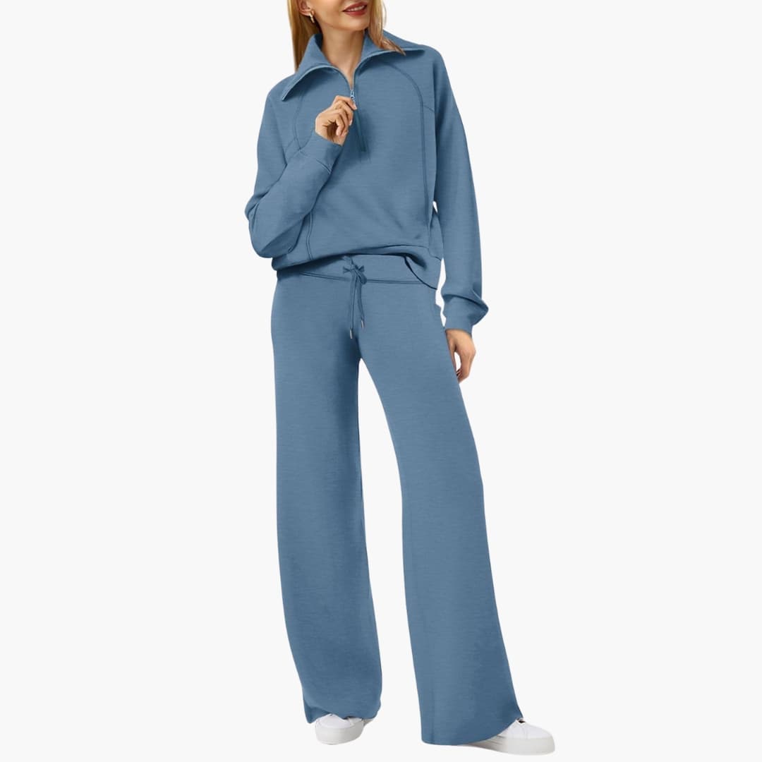 Zerelle | Half-Zip Wide-Leg Women’s Lounge Set