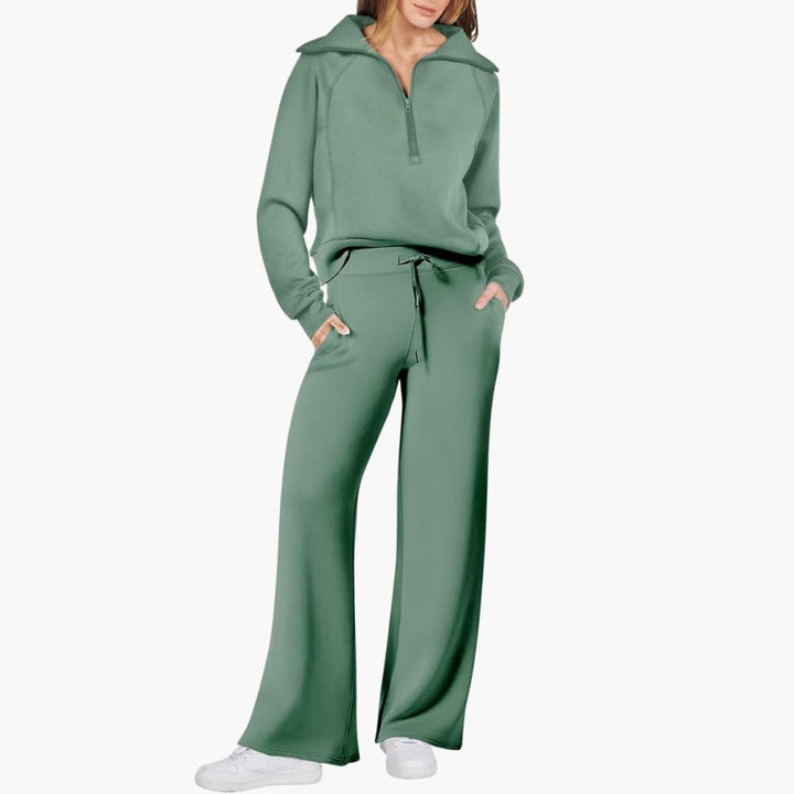 Zerelle | Half-Zip Wide-Leg Women’s Lounge Set