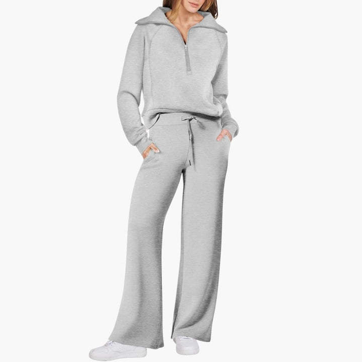 Zerelle | Half-Zip Wide-Leg Women’s Lounge Set