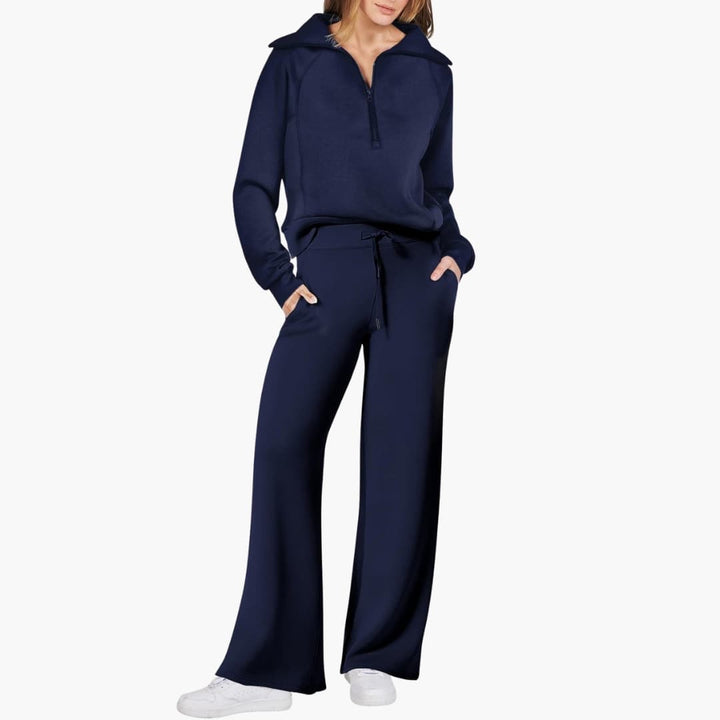 Zerelle | Half-Zip Wide-Leg Women’s Lounge Set