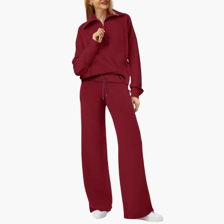 Zerelle | Half-Zip Wide-Leg Women’s Lounge Set