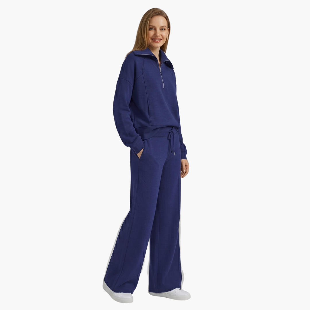 Zerelle | Half-Zip Wide-Leg Women’s Lounge Set