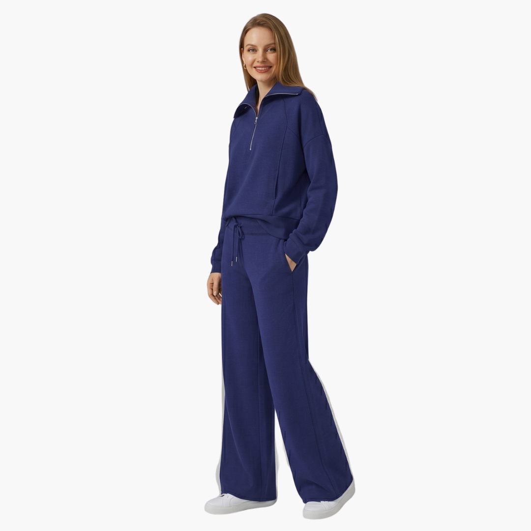 Zerelle | Half-Zip Wide-Leg Women’s Lounge Set