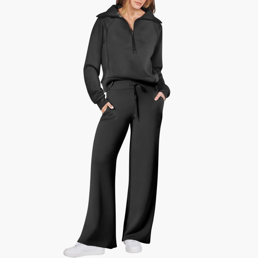 Zerelle | Half-Zip Wide-Leg Women’s Lounge Set