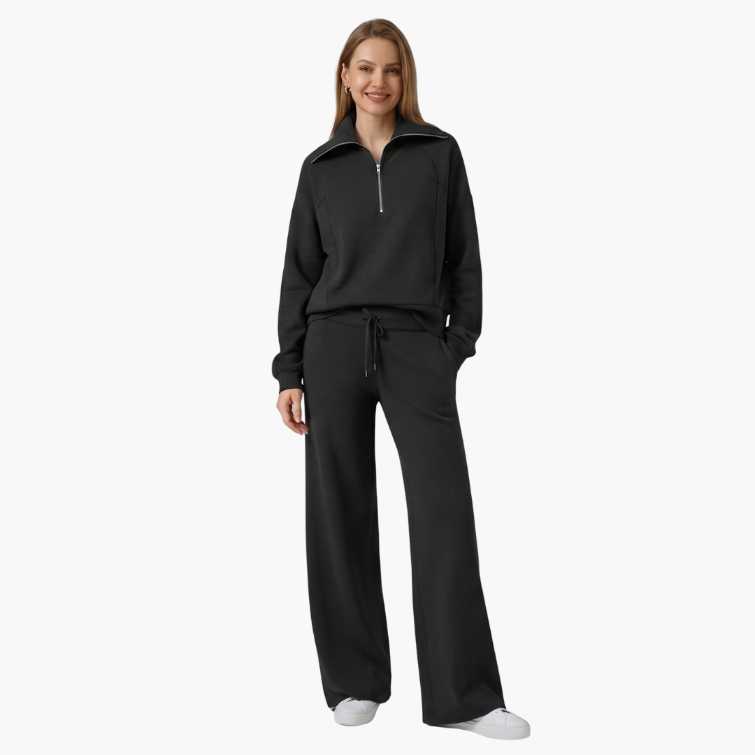 Zerelle | Half-Zip Wide-Leg Women’s Lounge Set
