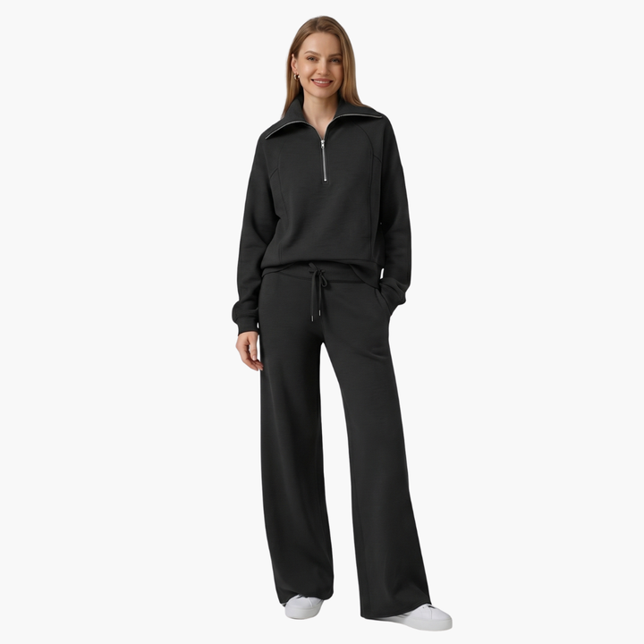 Zerelle | Half-Zip Wide-Leg Women’s Lounge Set