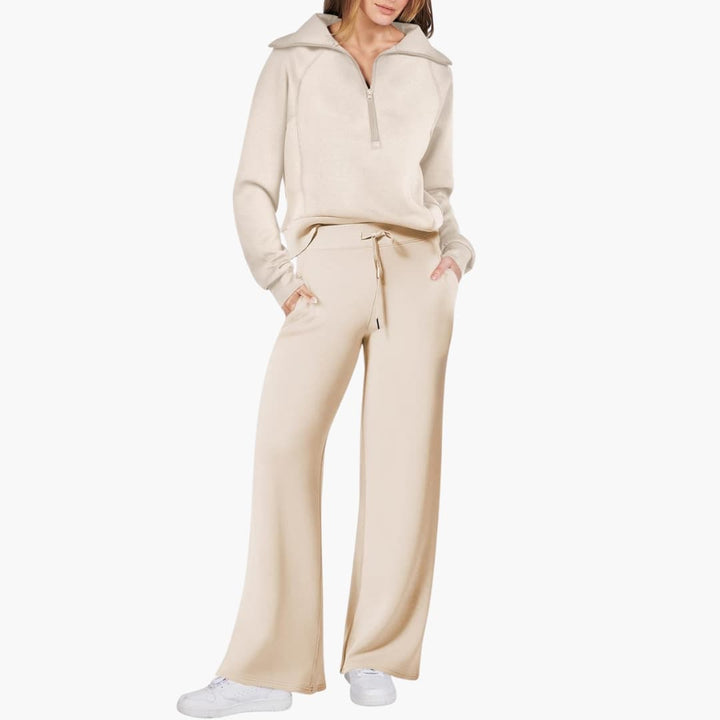 Zerelle | Half-Zip Wide-Leg Women’s Lounge Set