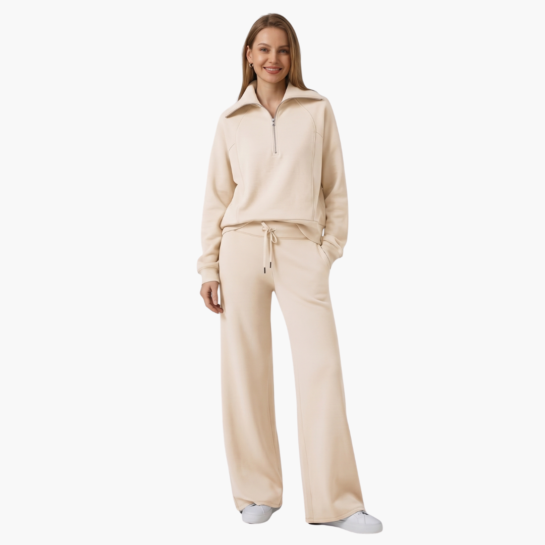 Zerelle | Half-Zip Wide-Leg Women’s Lounge Set