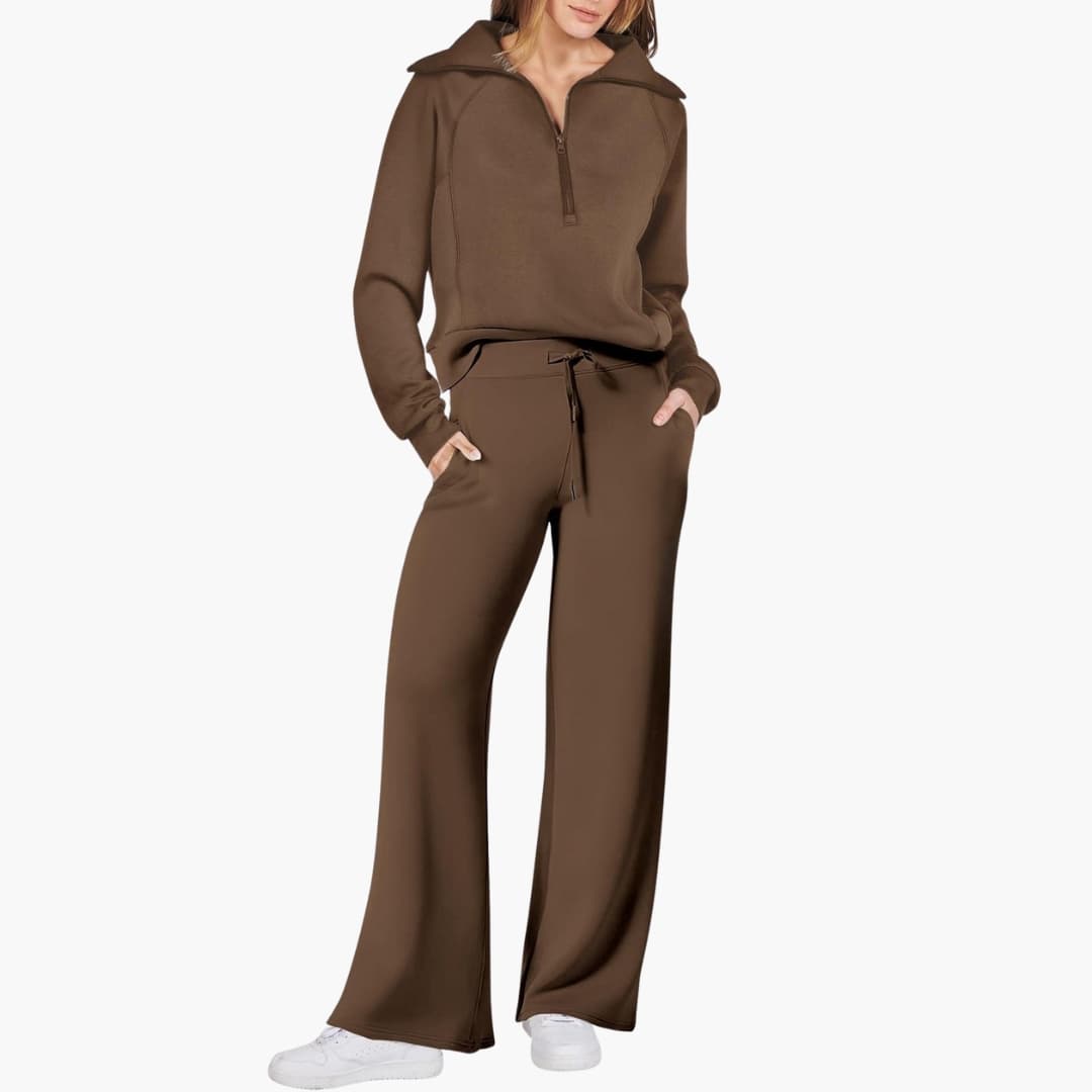 Zerelle | Half-Zip Wide-Leg Women’s Lounge Set