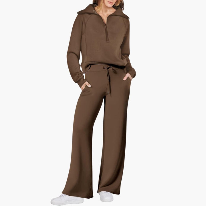 Zerelle | Half-Zip Wide-Leg Women’s Lounge Set