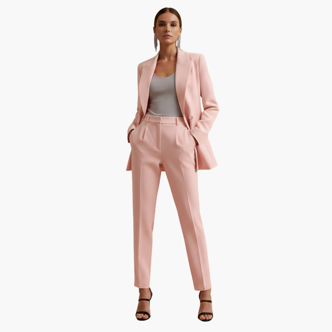 Veronique | Eleganter, zweireihiger, maßgeschneiderter Damen-Hosenanzug