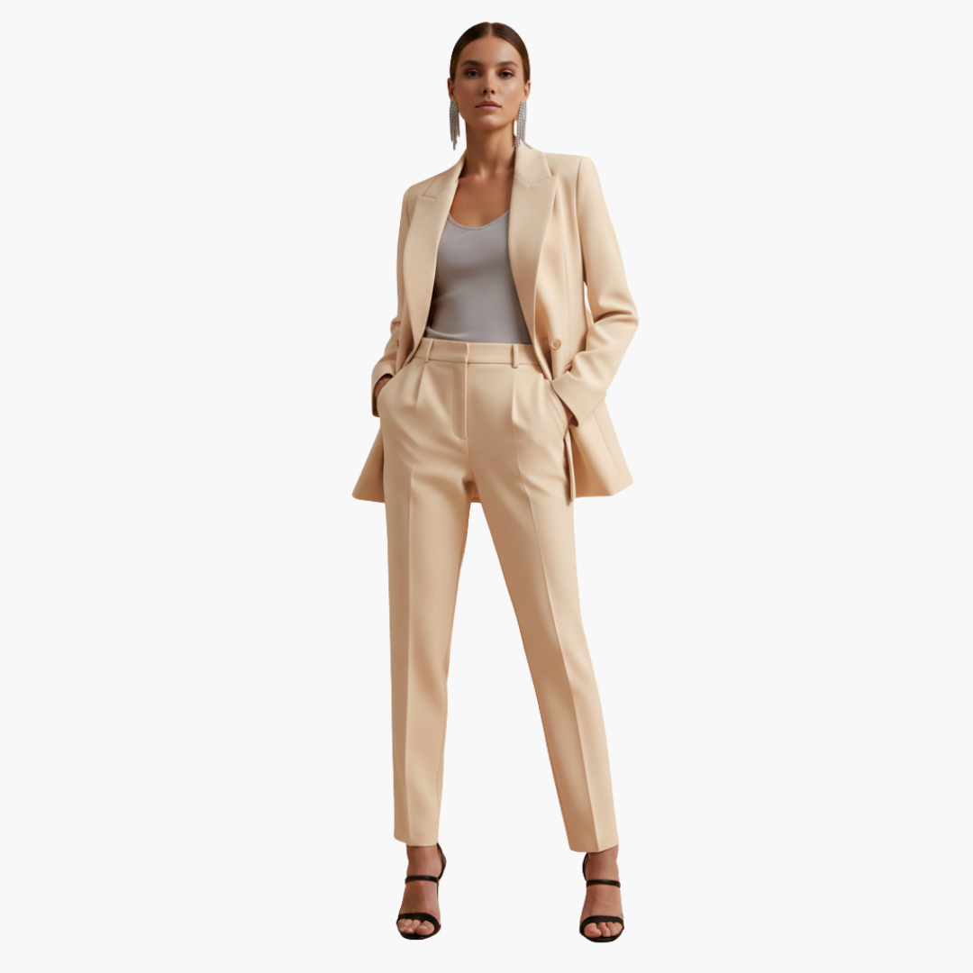 Veronique | Eleganter, zweireihiger, maßgeschneiderter Damen-Hosenanzug