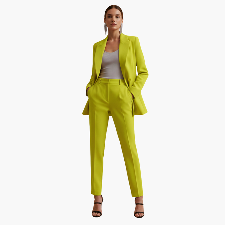 Veronique | Eleganter, zweireihiger, maßgeschneiderter Damen-Hosenanzug