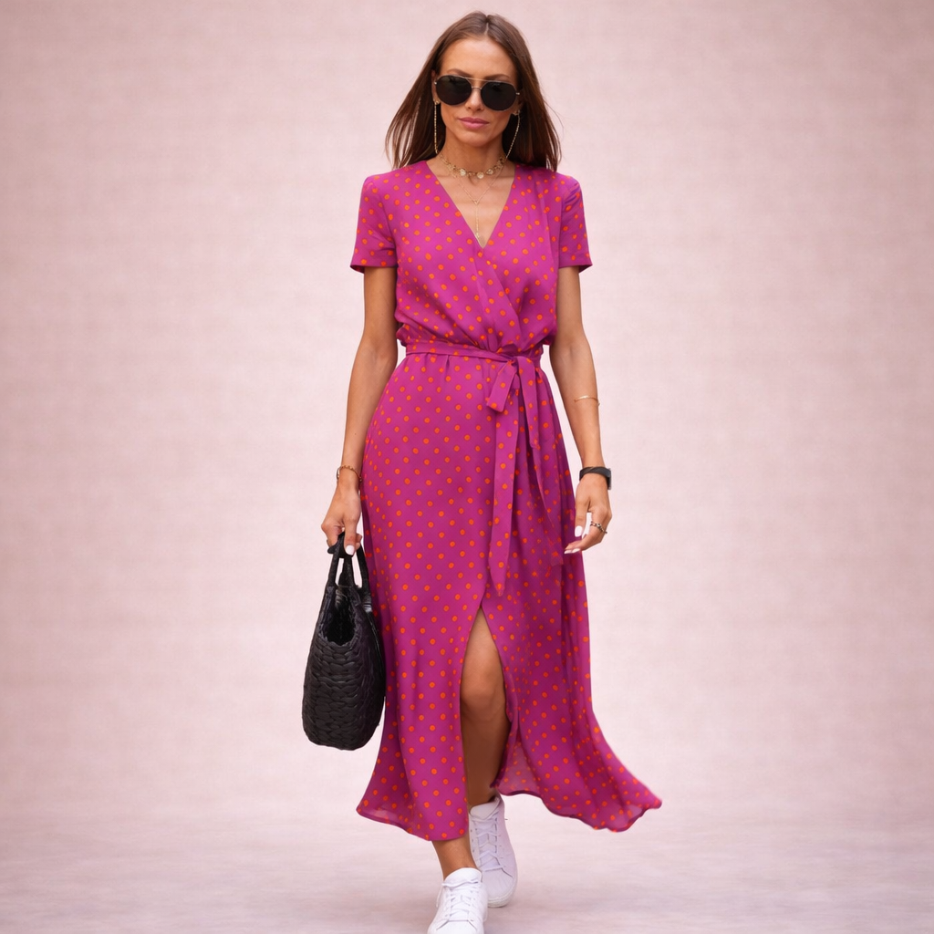 Rosalie | Playful Floral Wrap Midi Dress