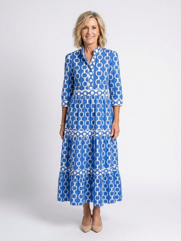 Zara | Modern And Bold Chain Print Midi Dress