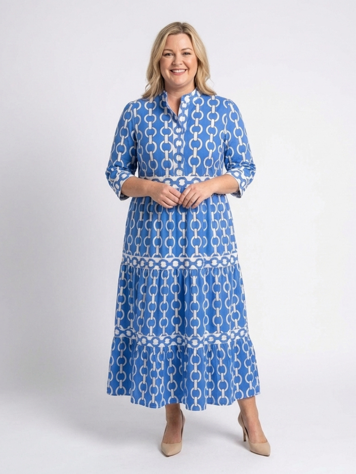 Zara | Modern And Bold Chain Print Midi Dress