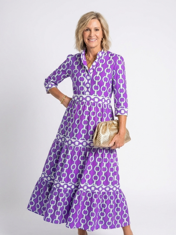 Zara | Modern And Bold Chain Print Midi Dress
