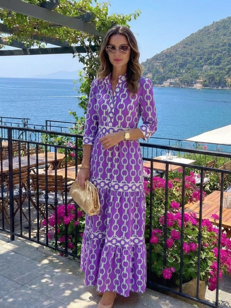 Zara | Modern And Bold Chain Print Midi Dress