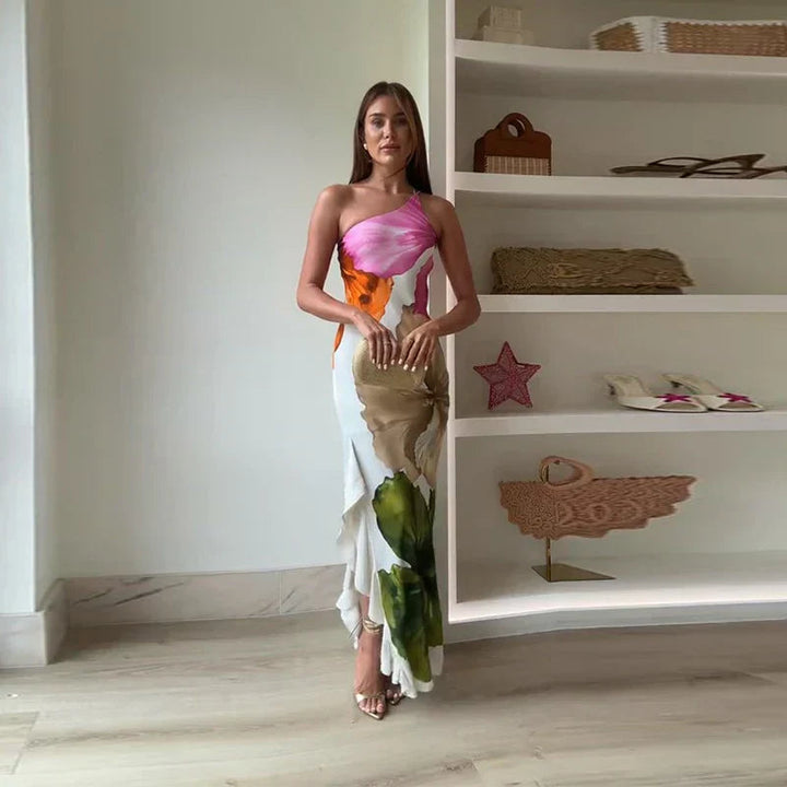 Emma | Stylish Floral One Shoulder Maxi Dress