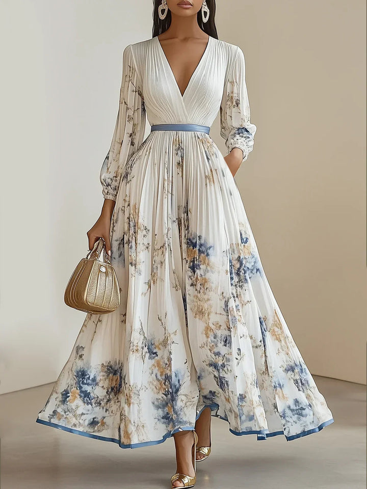 Liora | Geblümtes plissiertes Maxikleid