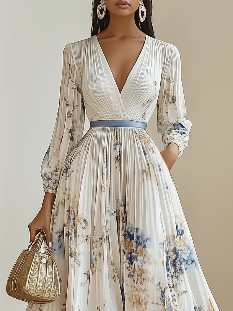 Liora | Geblümtes plissiertes Maxikleid