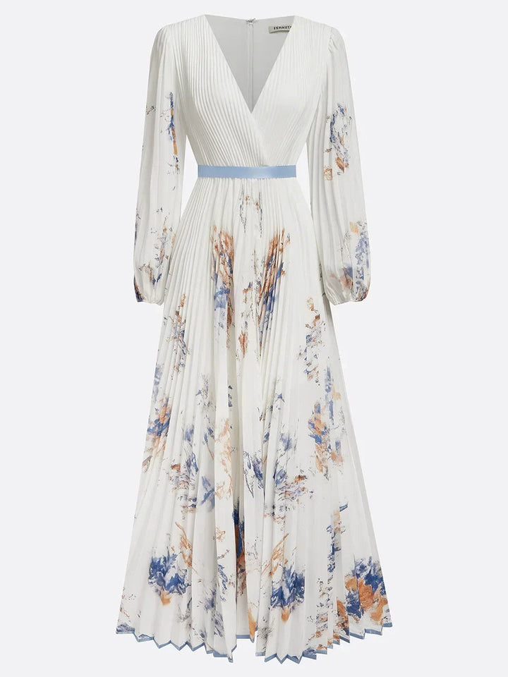 Liora | Geblümtes plissiertes Maxikleid