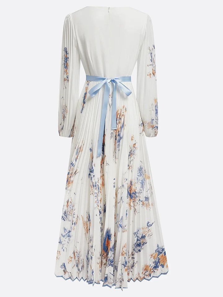 Liora | Geblümtes plissiertes Maxikleid