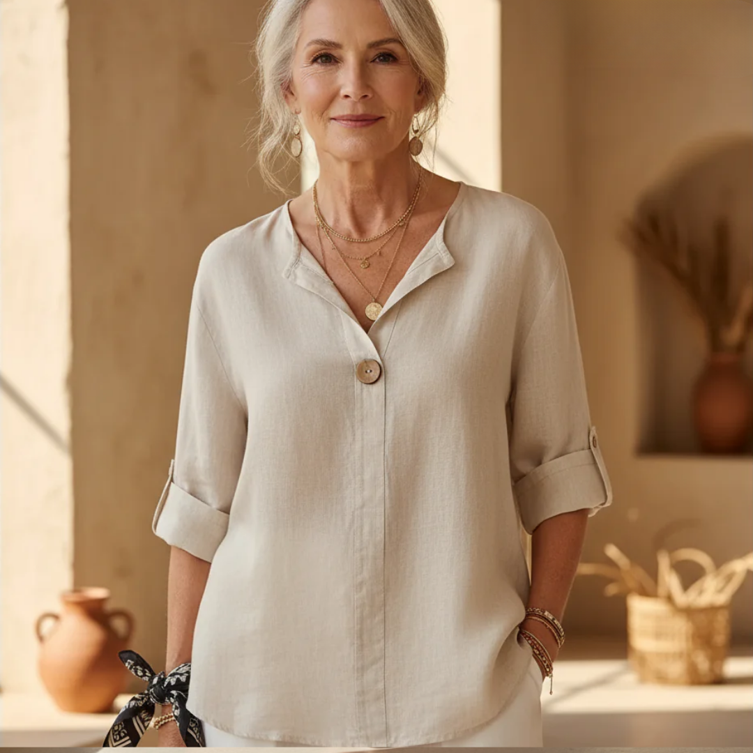Livia | Elegant V-Neck Women’s Blouse with 3/4 Sleeves