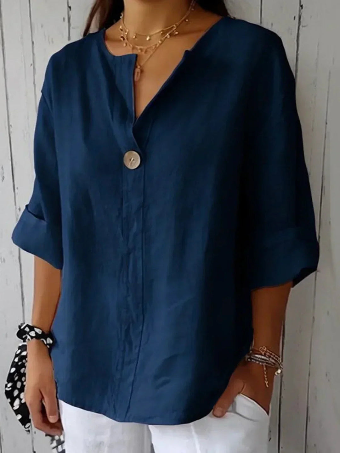 Livia | Elegant V-Neck Women’s Blouse with 3/4 Sleeves