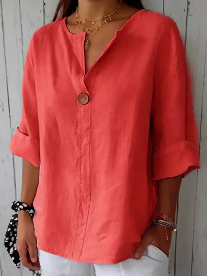 Livia | Elegant V-Neck Women’s Blouse with 3/4 Sleeves
