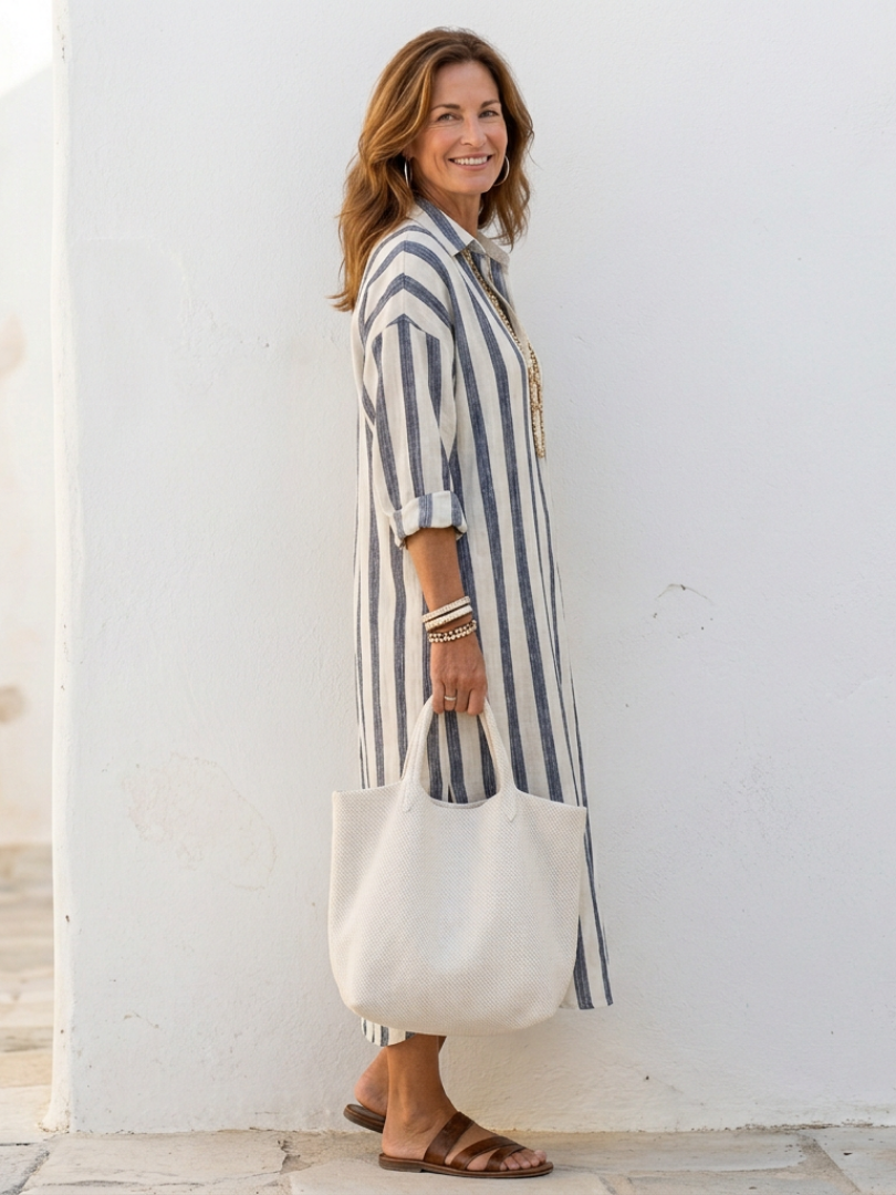 Aria | Timeless And Versatile Striped Shirt Dress