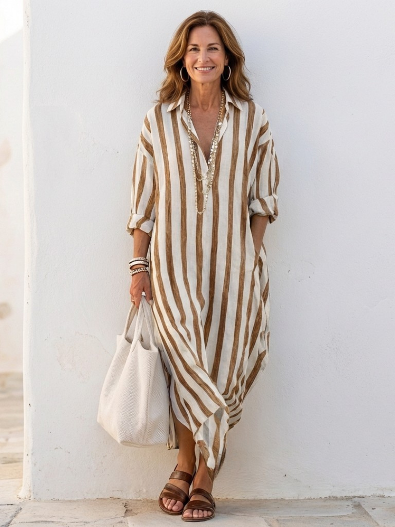 Aria | Timeless And Versatile Striped Shirt Dress