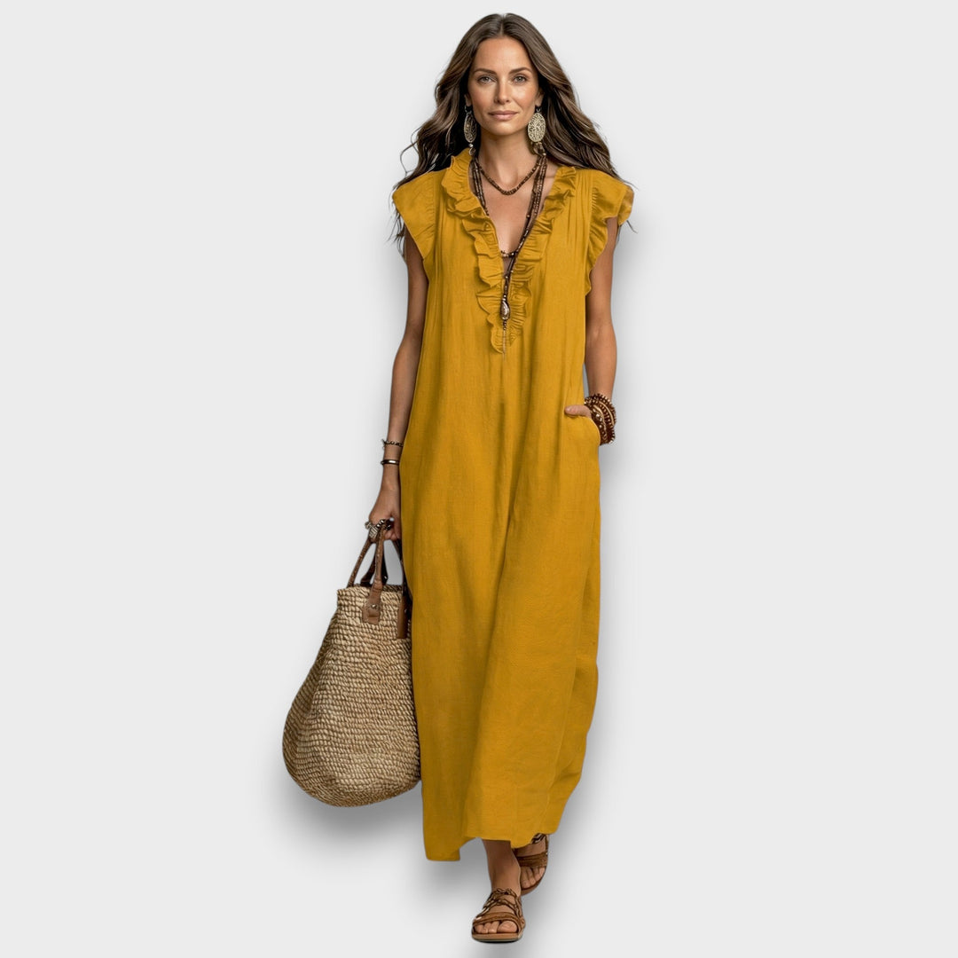 Elowen | Elegantes und fließendes Leinen-Maxikleid