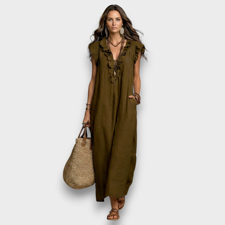 Elowen | Elegantes und fließendes Leinen-Maxikleid