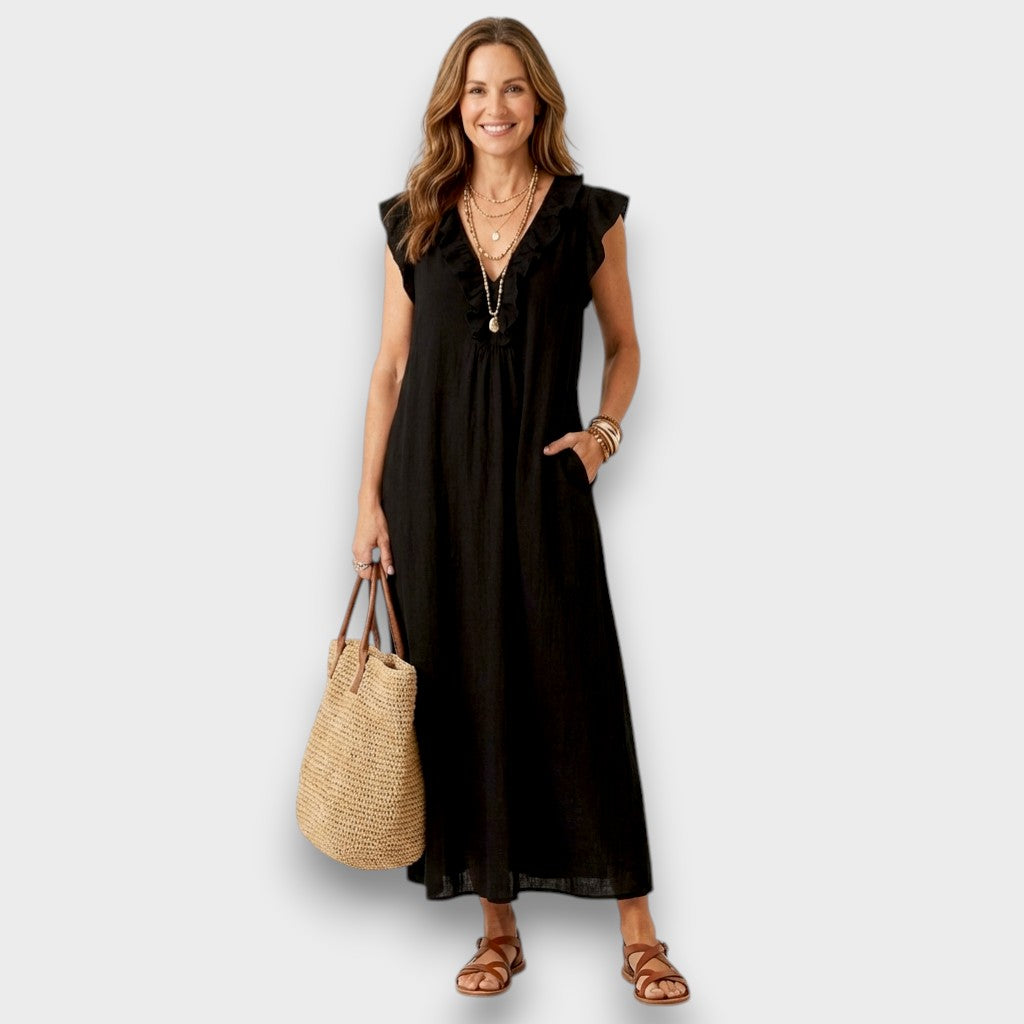 Elowen | Elegantes und fließendes Leinen-Maxikleid
