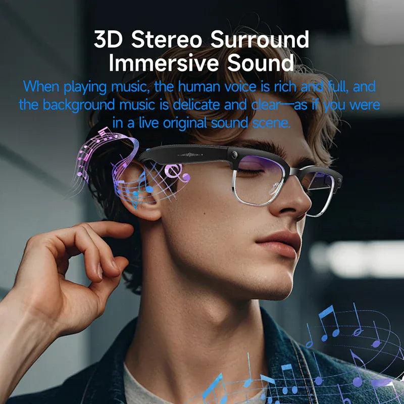 Smart AI Glasses – 4K Camera, Voice Translation & Music Control