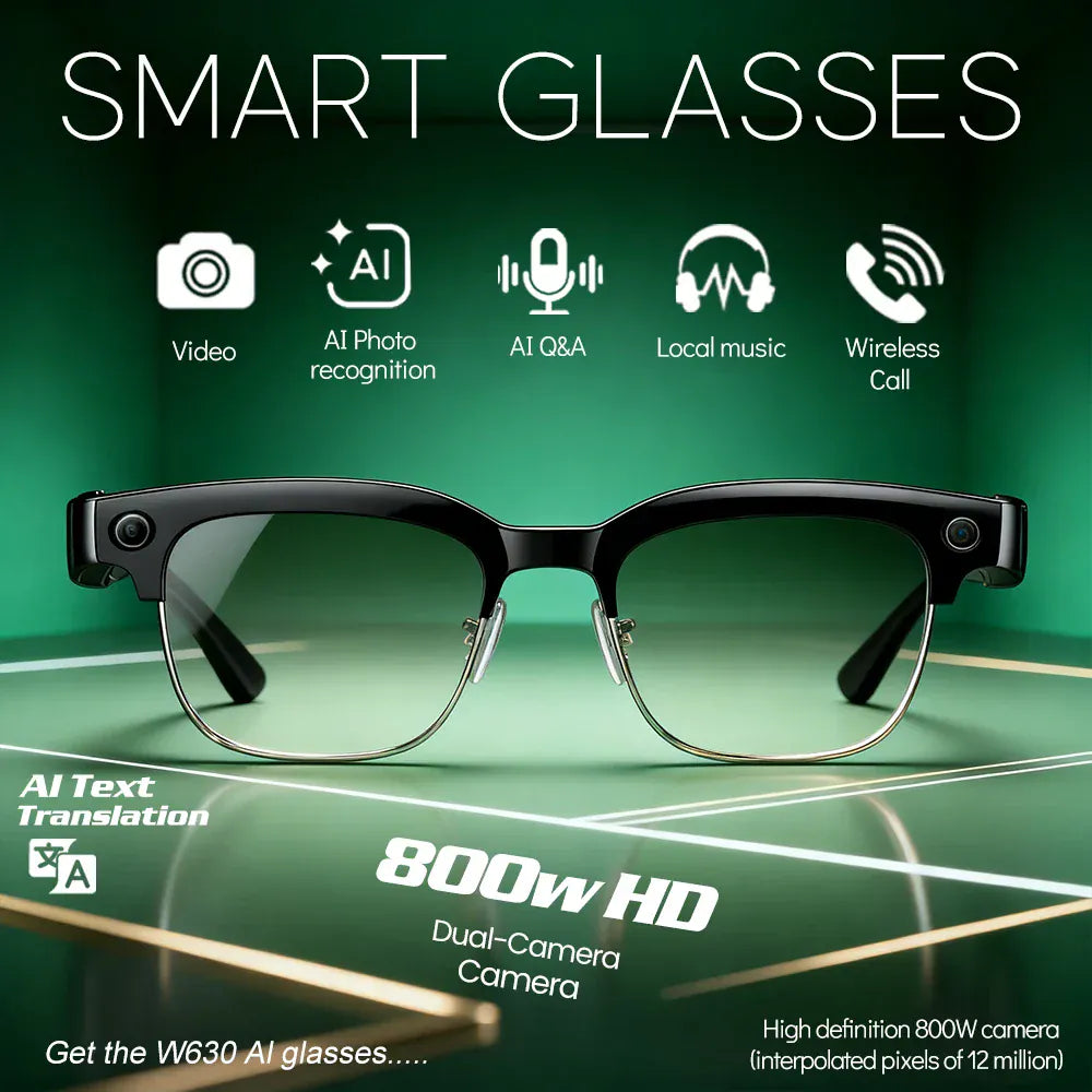 Smart AI Glasses – 4K Camera, Voice Translation & Music Control