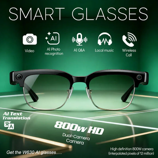 Smart AI Glasses – 4K Camera, Voice Translation & Music Control