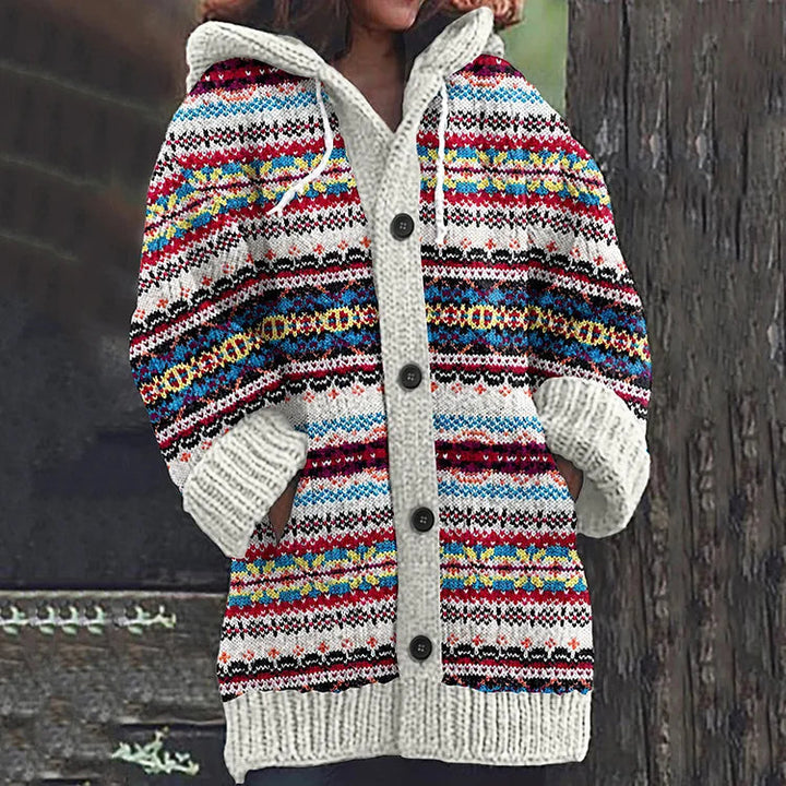 Marvelle | Gemusterte kuschelige Strickjacke für Damen