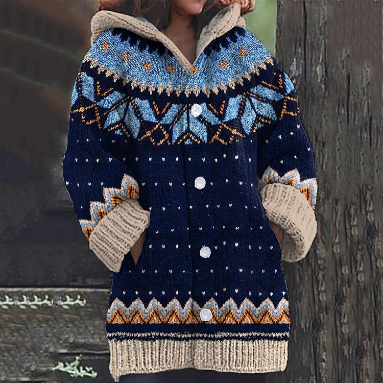 Marvelle | Gemusterte kuschelige Strickjacke für Damen