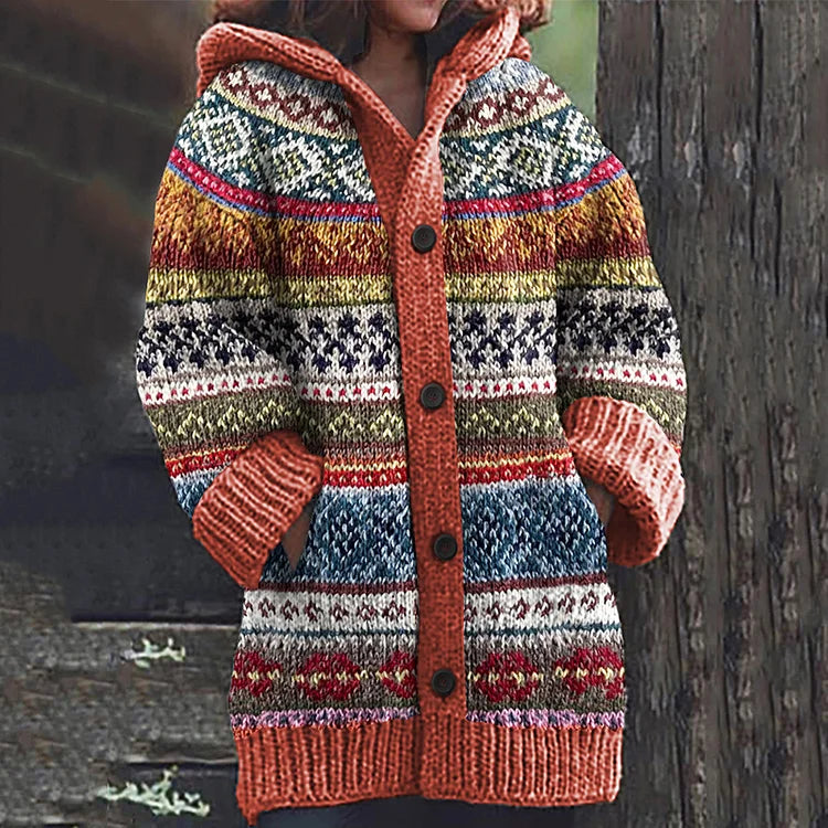 Marvelle | Gemusterte kuschelige Strickjacke für Damen