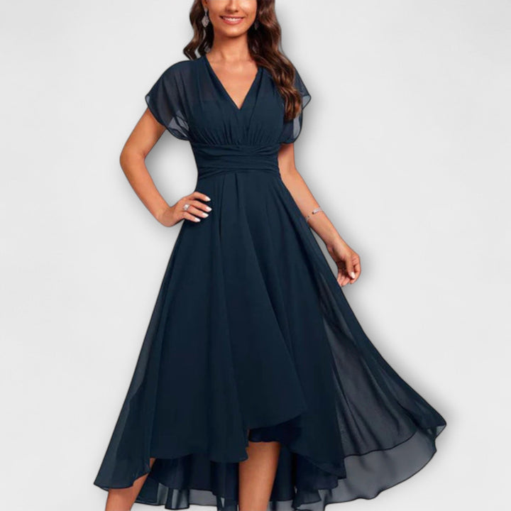 Elaris | Elegant V-Neck Flutter Dress