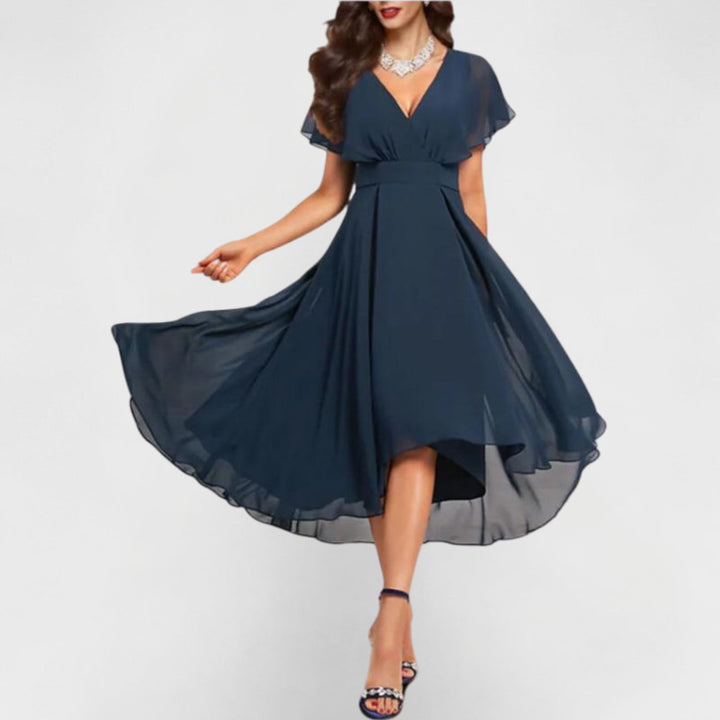 Elaris | Elegant V-Neck Flutter Dress