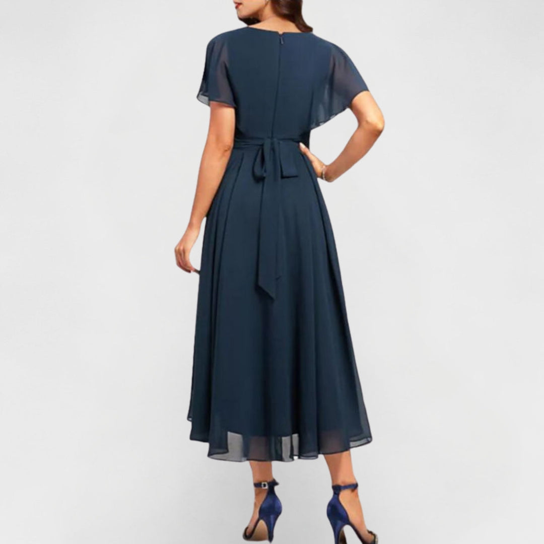 Elaris | Elegant V-Neck Flutter Dress
