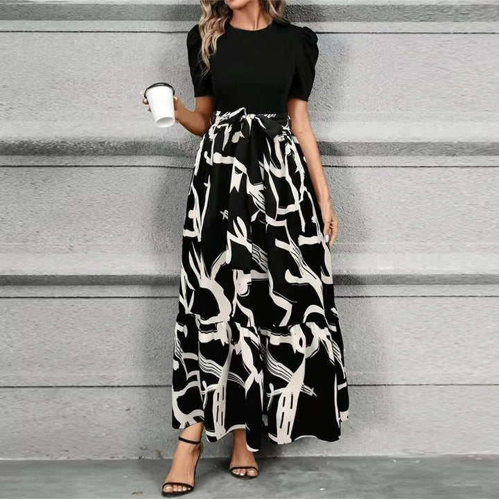 Ivy | Maxikleid mit Bindegürtel und botanischem Druck