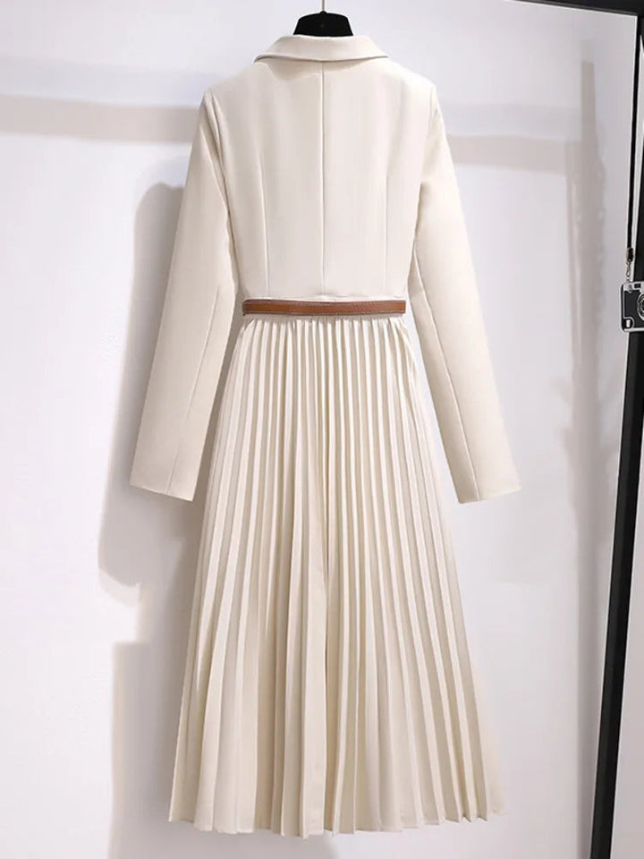 Sophia | Elegantes Faltenblazer-Midikleid mit Gürtel