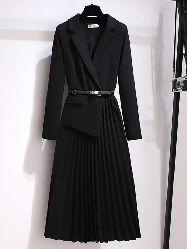 Sophia | Elegantes Faltenblazer-Midikleid mit Gürtel