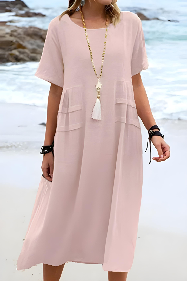 Aria | Elegant Layered Midi Dress with Pockets